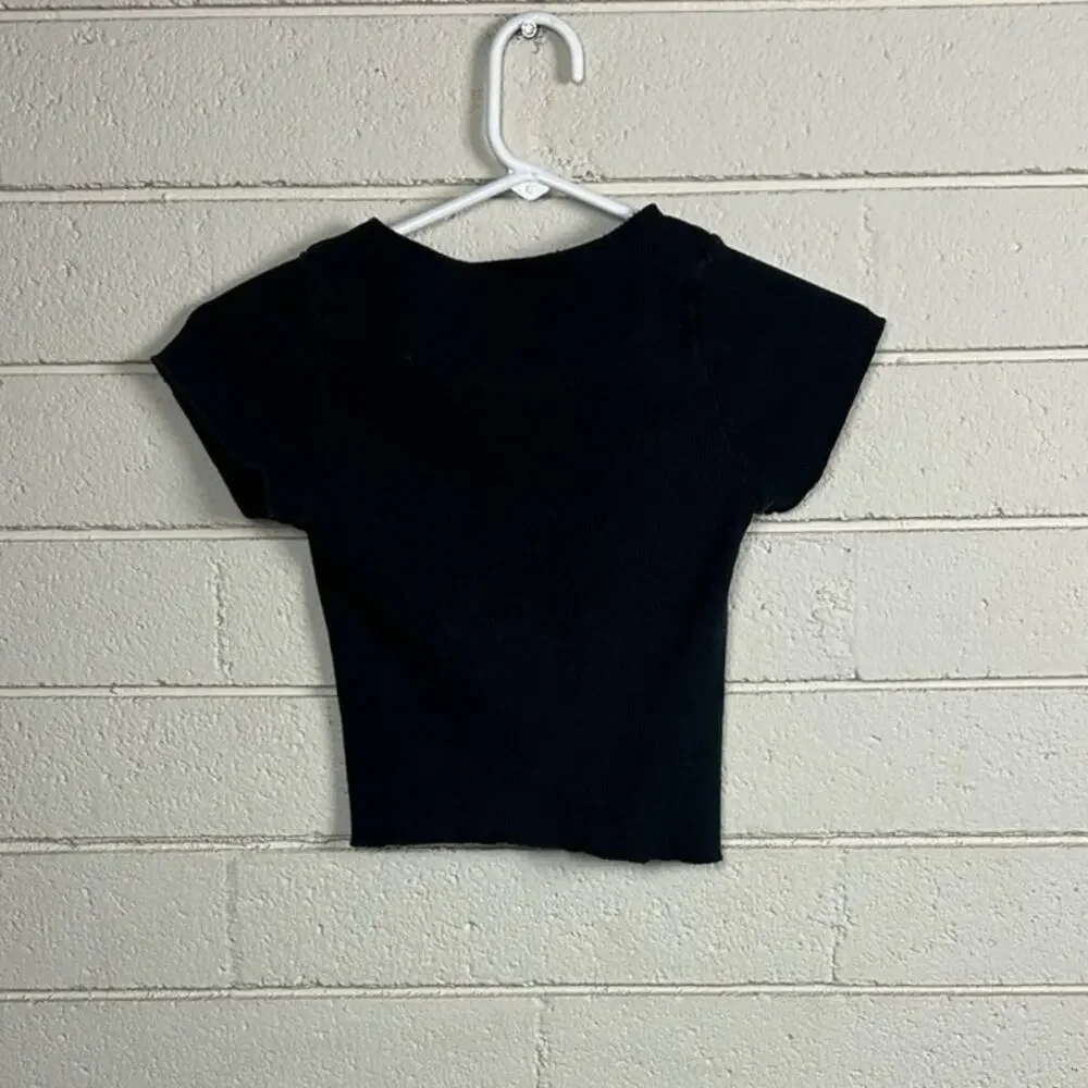 Brandy Melville John Galt Black Scoop Neck Top one size - Picture 6 of 8